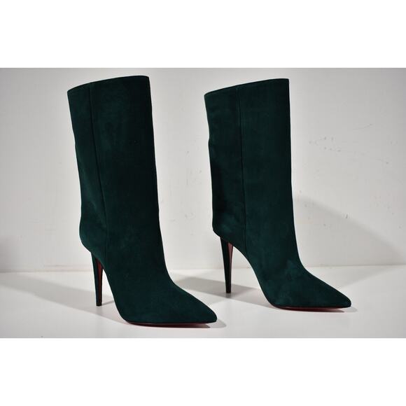 Christian Louboutin Astrilarge Booty 100 Vosges Green Suede Mid Heel Boot 36.5 - Picture 4 of 12